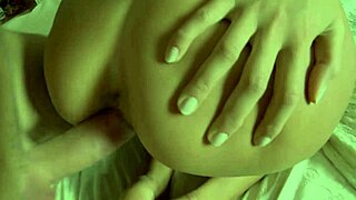 doggystyle fucking 18 girl with shaved pussy and tits in stockings heels on bed