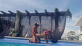 Watch your cousin's big latina ass at the outdoor pool without swimsuit! What happens?