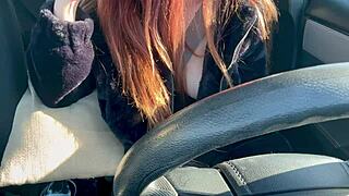 artemisia love flashes big tits in car