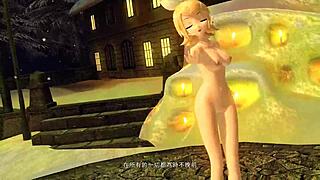 kagamine rin snowman project diva nude mod full nude mod with big tits and ass exposed in snow