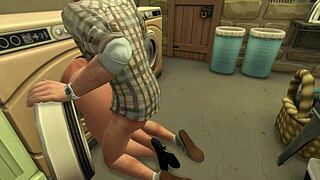 milf gets slammed by daughter's boyfriend in washing machine