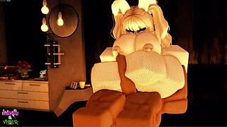 Candy wears her cosplay bunny outfit in the video