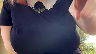 Alt milf neighbor smokes outside in thong