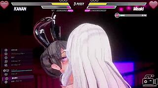 Exciting lesbian battle game with intense action and strategic moves in a competitive setting.