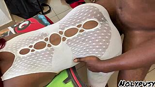 Hot sexy ebony gets her big pussy fucked doggystyle in her room, moaning loudly! 😩💦