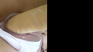 Watch this teen masturbate with dildo in ass and pussy.