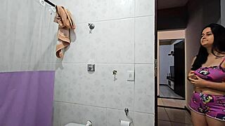 The teen stepdaughter gets aroused seeing her uncle in the shower, leading to multiple orgasms in her tight pussy.