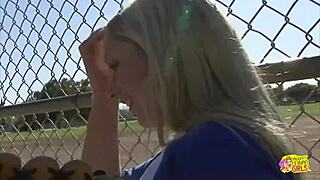 Watch These Baseball Players Threesome With Blonde Lesbian!