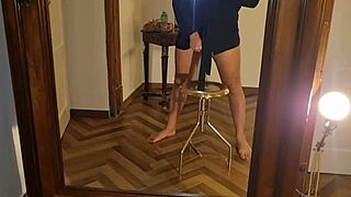 the sexy italian guy jerks off in his cum-stained t-shirt, spied on by his stepsister