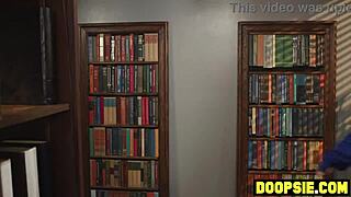 Big boobs ebony milf sucks and fucks two trannies at the library