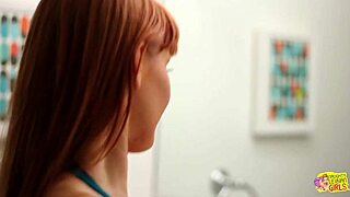 beautiful redhead in heels greets nude blonde lesbian friend, they lick tight pussies