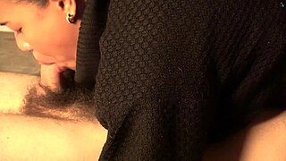 she takes this hairy cock deep, gagging hard before swallowing