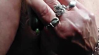 I’m stunned watching this old German granny stuff her hairy slit with cucumber.