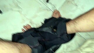 ansima rubs stool slowly stripping till she cums hard with big italian cock