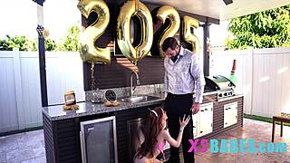 tiny slut handles massive cock on new year's eve