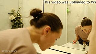 Kristina's early morning bathing with barefoot feet