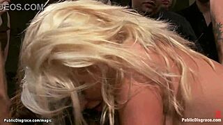 Blond Shaved Pussy Fisted Hard in Public Display