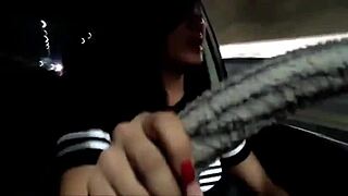 Being an app driver in this traffic means a stop for flashing big cock to brunette milf