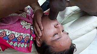 Delicious blowjobs to my stepbrothers rich cock on bed