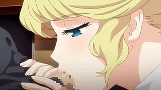 maid with huge breasts serves in anime style