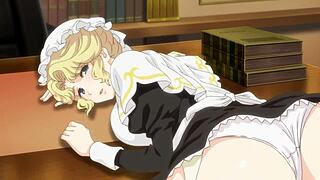 maid with huge breasts serves in anime style