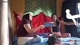 chinese asian lesbians play with balloons in pregnant fetish scene