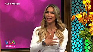 Aylin Mujica's Marked Nipples and Huge Ass in Mini Skirt