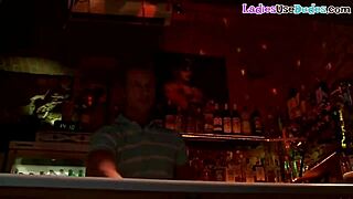 strapon dommes fuck sissy subject in the bar