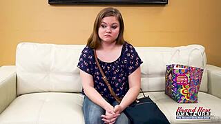 Petite Busty Lauren Sucks Cock Before Wild Group Bang and Jizz