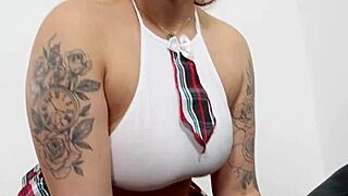 Stepsister gives amazing blowjob footjob then teases with her huge ass 😏