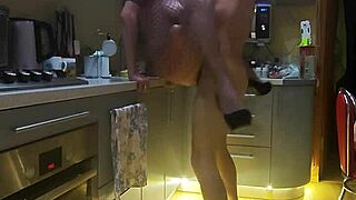 Hidden camera catches wife getting fucked hard in kitchen