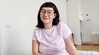 Beautiful young Meraki rides Torbe's cock and swallows cum