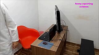 cleaning lady bound and sucks boss in office.