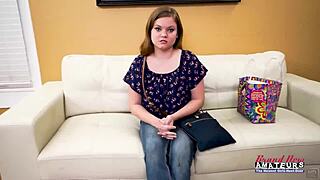 Petite Busty Lauren Sucks Cock Before Wild Group Bang and Jizz