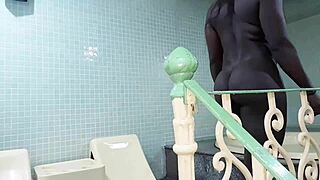African Brazilian Climbs Stairs Naked.