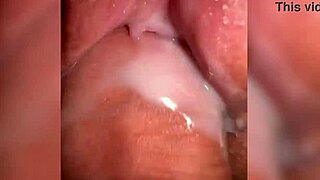 Fucking juicy pussy full of cum close up!