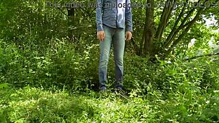 Sexy fat milf takes off her panties and pisses duet with a stranger.