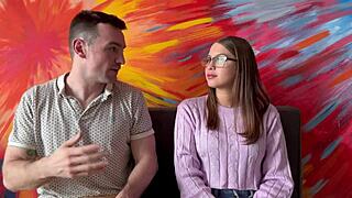 Latina college student with glasses seduces her professor to ace her English class.