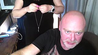 mature couple's fun pranks on the balcony