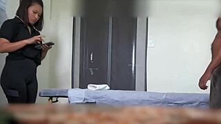 Massage girl hesitates happy ending but gets convinced