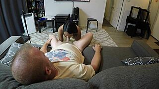 mandy mynxx gives amazing oral on the couch in pov