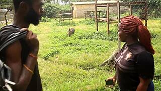 Footballer meets mature woman in Africa and fucks her in park