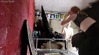 Eryn's first time on one bar prison behind scenes with toys and boots 😏