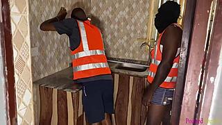 Black Ebony Trades Wet Pussy for Engineer Service Payment  