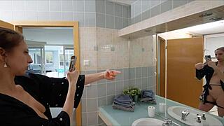 Mommy4k Janet Alfano showers hot then bangs young 18+ cock in bathroom fun.