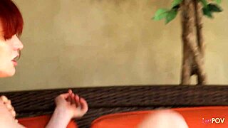 redhead girls lick each other in the backyard