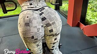 Blonde Girl Fucks Trainer In Bathroom After Workout.