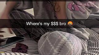 Cheating college girlfriend banged on Snapchat for debt. Cucked boyfriend watches her get cummed on!