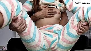 stepdad gropes teen's pussy and small tits roughly