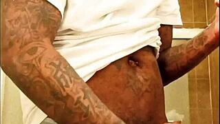 youngstarbrazy with tattoos warms up by sucking big black monster cock.